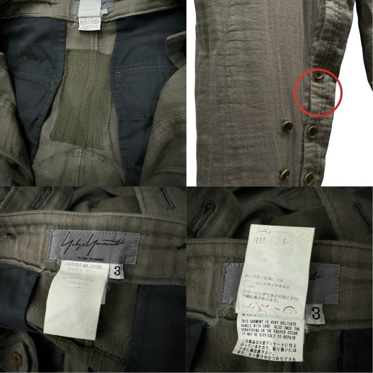 Yohji Yamamoto Pour Homme 08SS コットンガーゼサスペンダージョッパーズパンツ Archive 敗残兵期 多釦 ボトムス ミリタリー アーミー ヨウジヤマモトプールオム メンズ