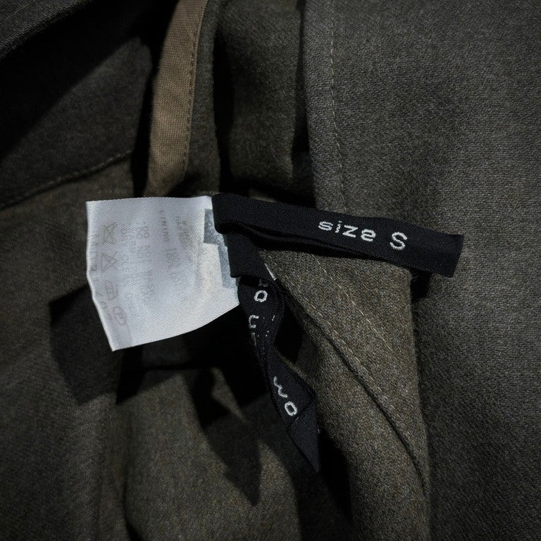 FRANK LEDER カーキグレーウールミドルステンカラーコート アウター ジャケット ミリタリー Dカン フランクリーダー メンズ レディース ユニセックス