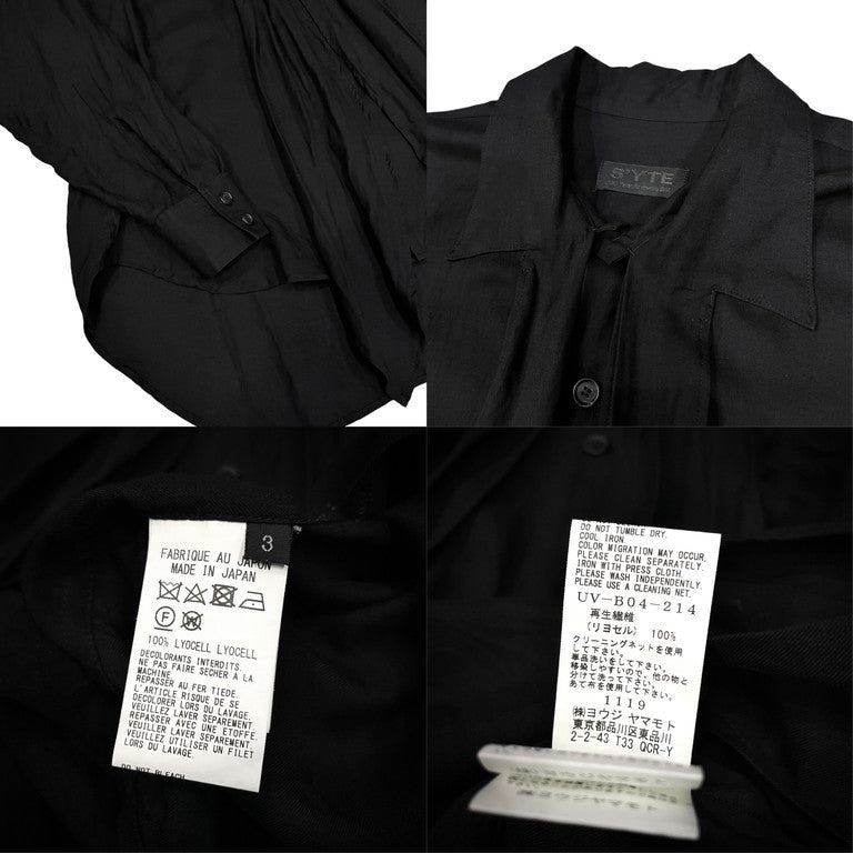 S'YTE Yohji Yamamoto LYOCELL VIERA STOLE SHIRT リヨセルビエラストールシャツ ボウカラー スカーフ ブラウス サイト ヨウジヤマモト メンズ レディース ユニセックス