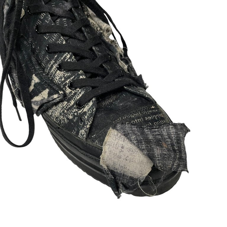 Yohji Yamamoto Pour Homme 22SS LINEN NEWSPAPER PRINT HIGH CUT SNEAKER リネンニュースペーパーパッチワークハイカットスニーカー シューズ 靴 クツ 新聞紙 LOOK9 ヨウジヤマモトプールオム メンズ