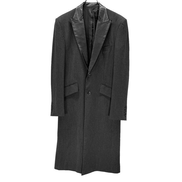 5351 POUR LES HOMMES レザーピークドラペルチェスターフィールドコート Archive 90s ロングジャケット