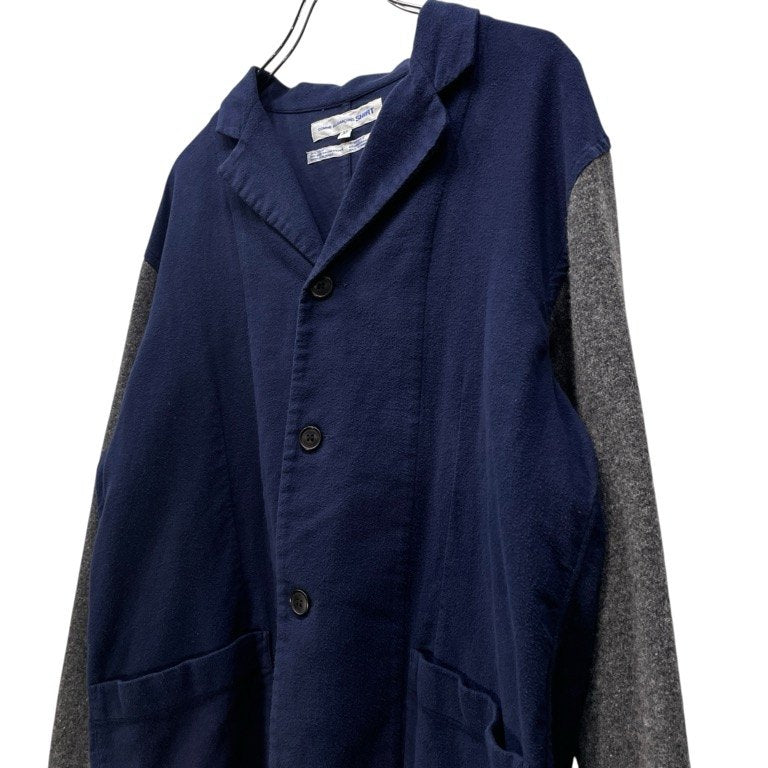 COMME des GARCONS SHIRT コットンフランネル袖ニット切替ツートーンシャツジャケット バイカラー ブルゾン コート アウター Archive 90s コムデギャルソン メンズ