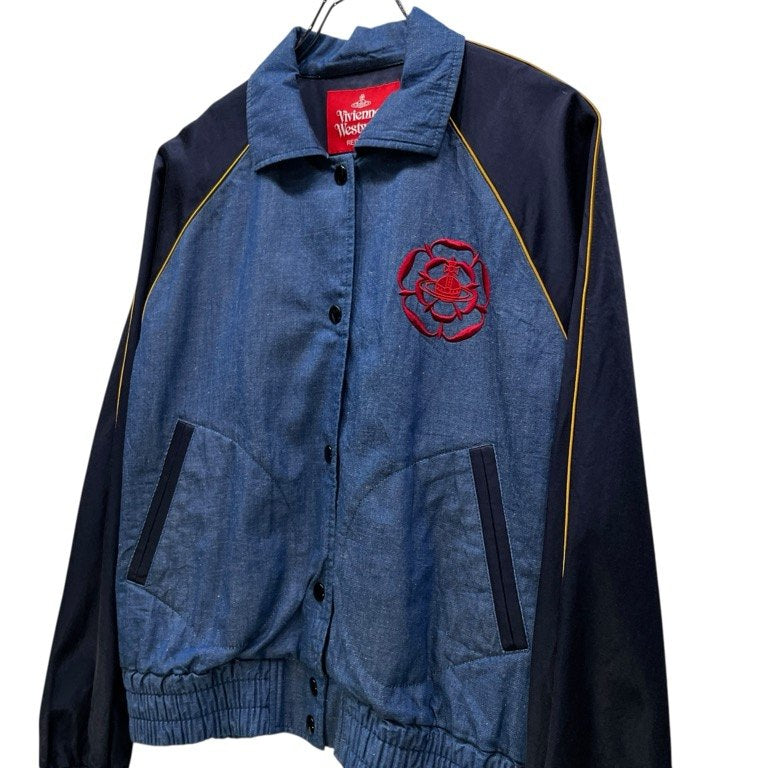 Vivienne Westwood RED LABEL 20SS コットンリネンライトオンスデニムオーブ刺繍袖切替ブルゾン ジャケット コート アウター ヴィヴィアンウエストウッド レッドレーベル レディース