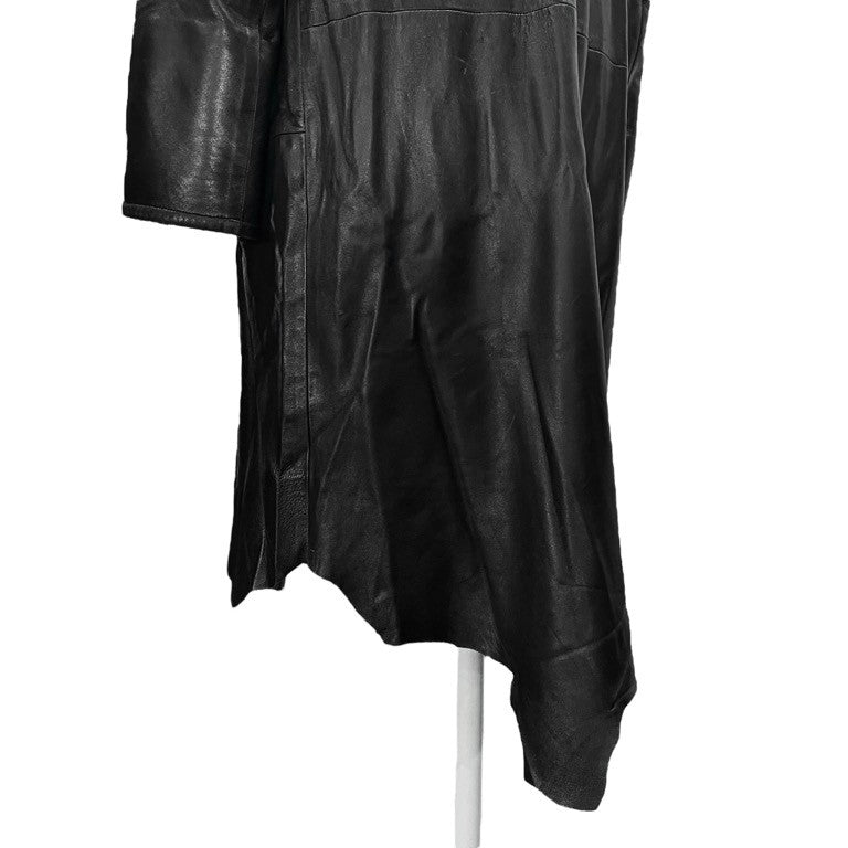 Yohji Yamamoto Femme 03AW 千鳥裏地ラムレザー裁ち切りジップアップロングコート ジャケット ブルゾン アウター Archive ランダムカッティング カットオフ 千鳥格子 ヨウジヤマモトファム レディース