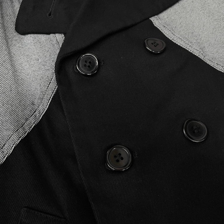 COMME des GARCONS HOMME PLUS EVER GREEN 03AW Curve 復刻 コットン切り替えダブルブレストジャケット コート ブルゾン アウター 09SS カーブ期 Archive コムデギャルソンオムプリュス メンズ