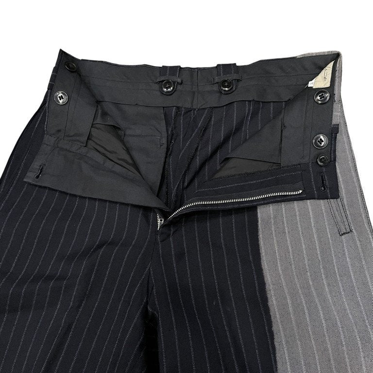 Yohji Yamamoto Pour Homme 96AW 脱色ストライプサスペンダーボタンパンツ 脱色期 ボトムス Archive 90s 名作 ブリーチ スラックス トラウザーズ ヨウジヤマモトプールオム メンズ