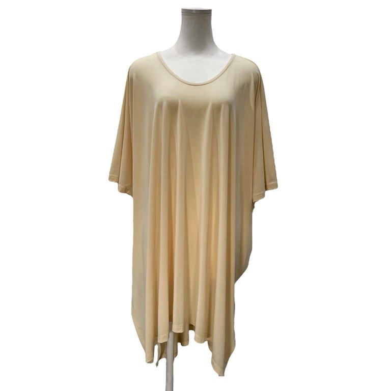 ISSEY MIYAKE 21SS オーバーサイズバックギャザードレープカットソーワンピース トップス とろみ トリアセテートポリエステル ジャージー 天竺 Tシャツ イッセイミヤケ レディース