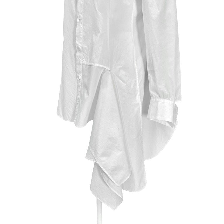 Yohji Yamamoto +NOIR 18SS コットンブロードフラシドレープロングシャツ ブラウス トップス Femme ヨウジヤマモト プリュスノアール ファム レディース