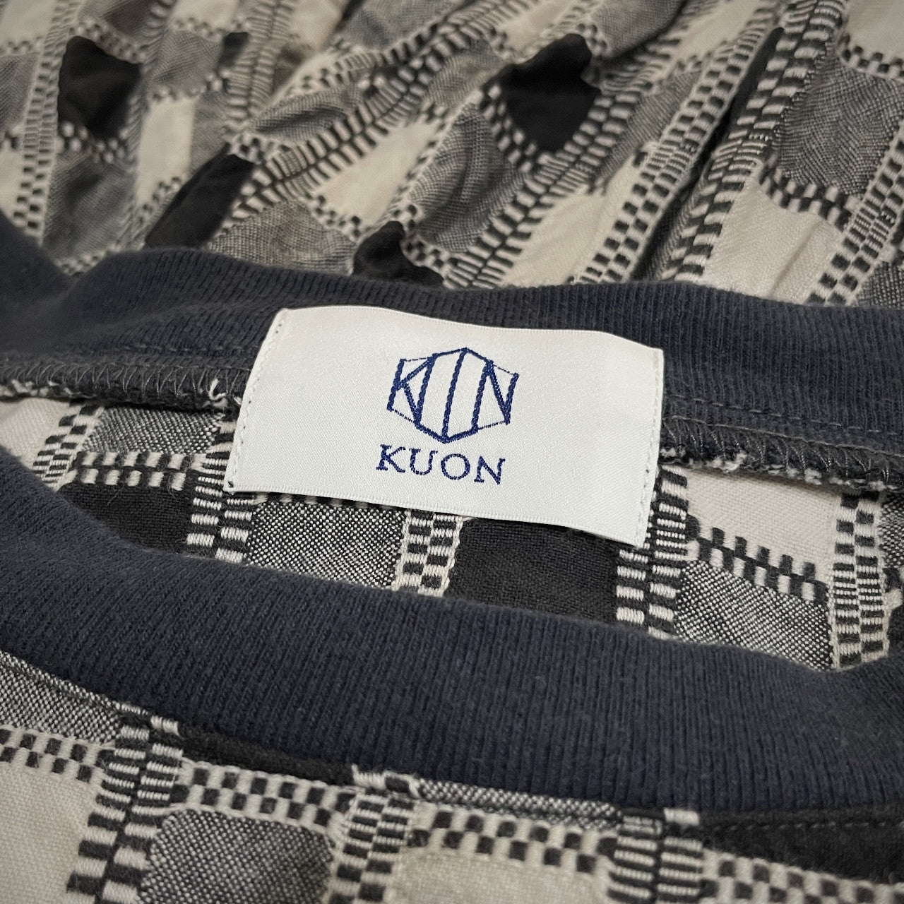 KUON 18AW PULLOVER LONG SLLVE SHIRT 吉野格子(柳格子) 刺し子プルオーバースウェットシャツ トップス Tシャツ カットソー Tee クオン メンズ