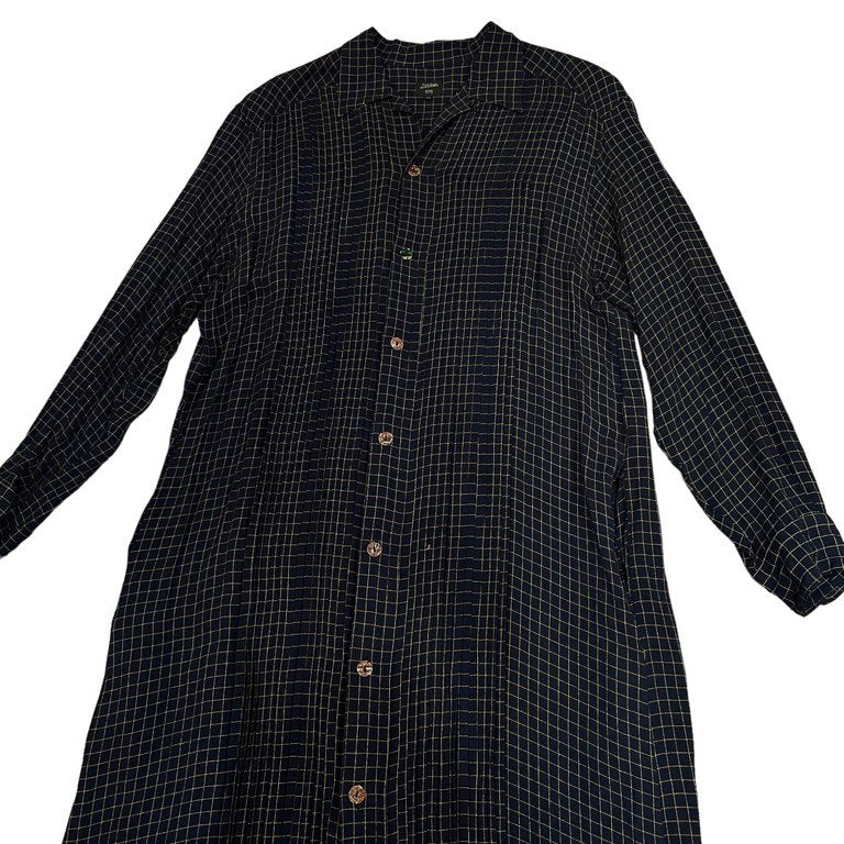 Jean Paul GAULTIER HOMME 95SS レーヨンアセテートジョーゼットフロントプリーツオープンカラーロングシャツ Archive 90s JPG ピンタック ブラウス パジャマシャツ コート ジャンポールゴルチエ オム ゴルチェ メンズ