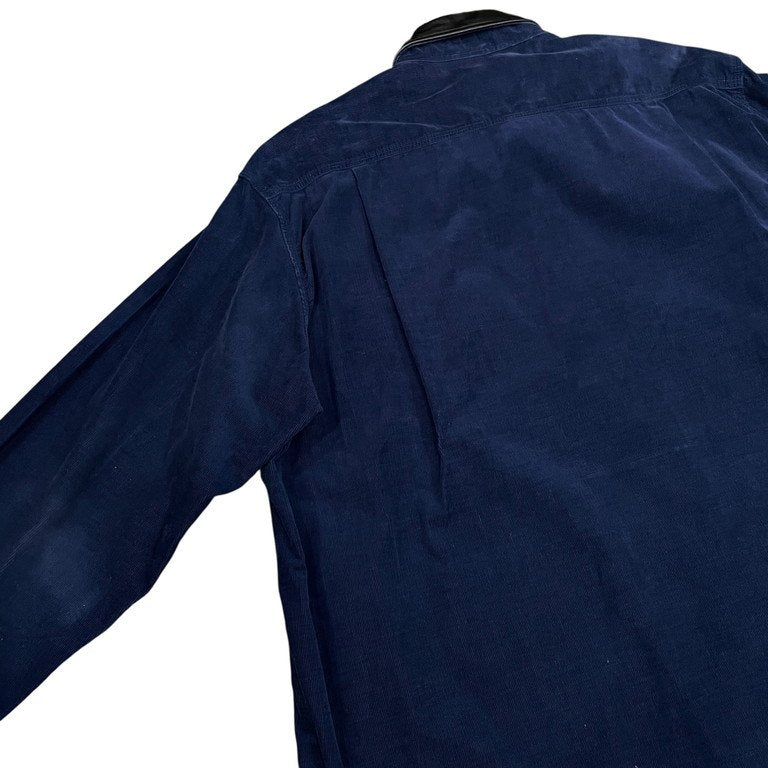 Y's for men レザーカラーコーデュロイボックスシルエットシャツ Archive 90s 切替 ブラウス トップス Yohji Yamamoto Pour Homme ワイズフォーメン ヨウジヤマモトプールオム メンズ