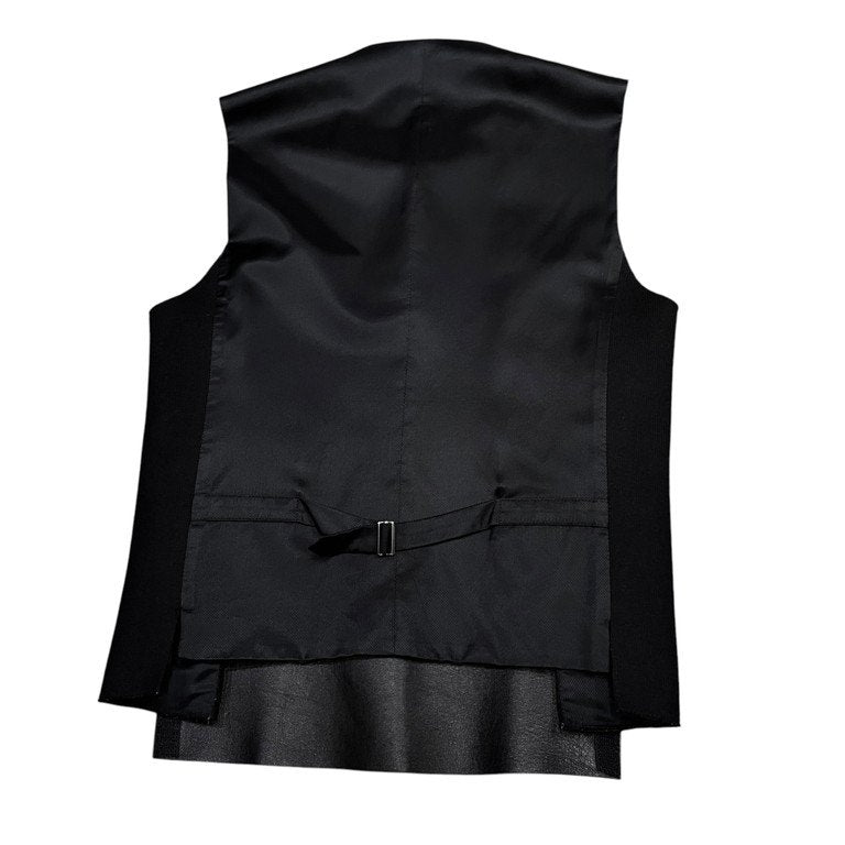 Neil Barrett フロントレザーベルクロオープンノーカラーベスト ノースリーブ ジャケット ジレ コート ブルゾン アウター SLIM FIT ニールバレット メンズ