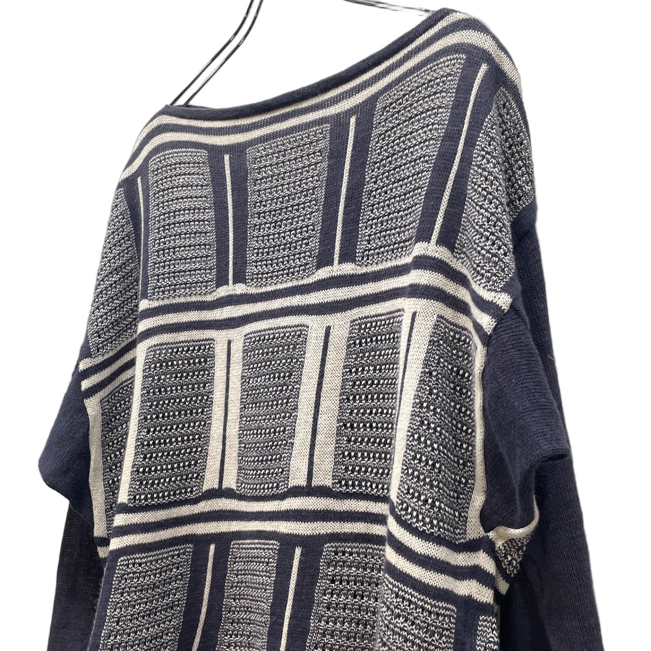 ISSEY MIYAKE MEN コットンリネン脇下マチ付スクエアシルエットニットセーター トップス Archive 80s 筆タグ 本人期 ドルマン イッセイミヤケメン メンズ