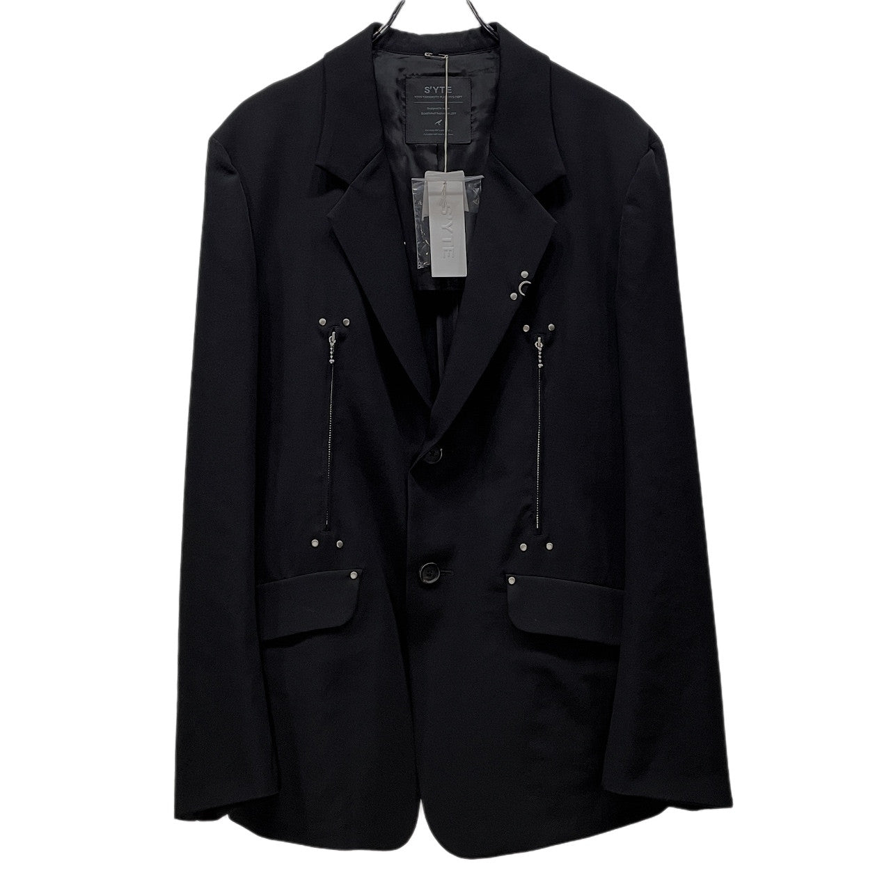 S'YTE Yohji Yamamoto ウールギャバジンスタッズジップデザイン2Bテーラードジャケット ブレザー ブルゾン コート アウター 未使用タグ付き サイト ヨウジヤマモト メンズ