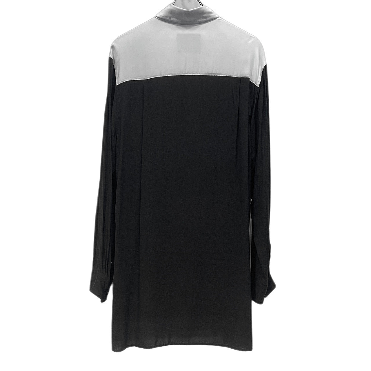 Yohji Yamamoto power of the WHITE shirt 25SS RAYON MONOCHROME PANEL TUCK COLLAR SHIRT レーヨンローンモノクロパネル切替ロングシャツ ブラウス トップス 定価71,500円 ヨウジヤマモトプールオム パワーオブザホワイトシャツ