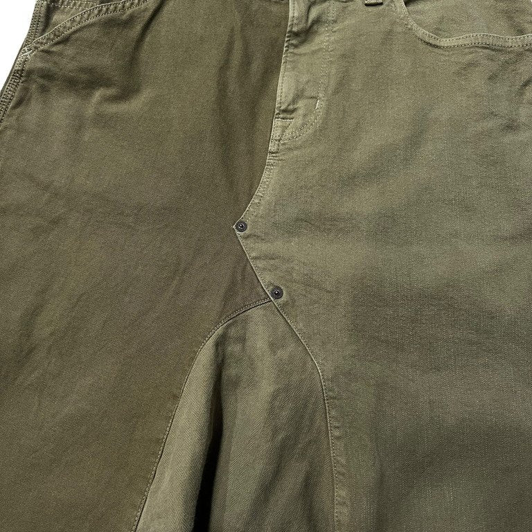 GANRYU 13SS ヴィンテージディテールアシンメトリーコットンクロップドサルエルパンツ ボトムス 股リベット オフセットベルトループ ペインター Archive COMME des GARCONS ガンリュウ コムデギャルソン メンズ