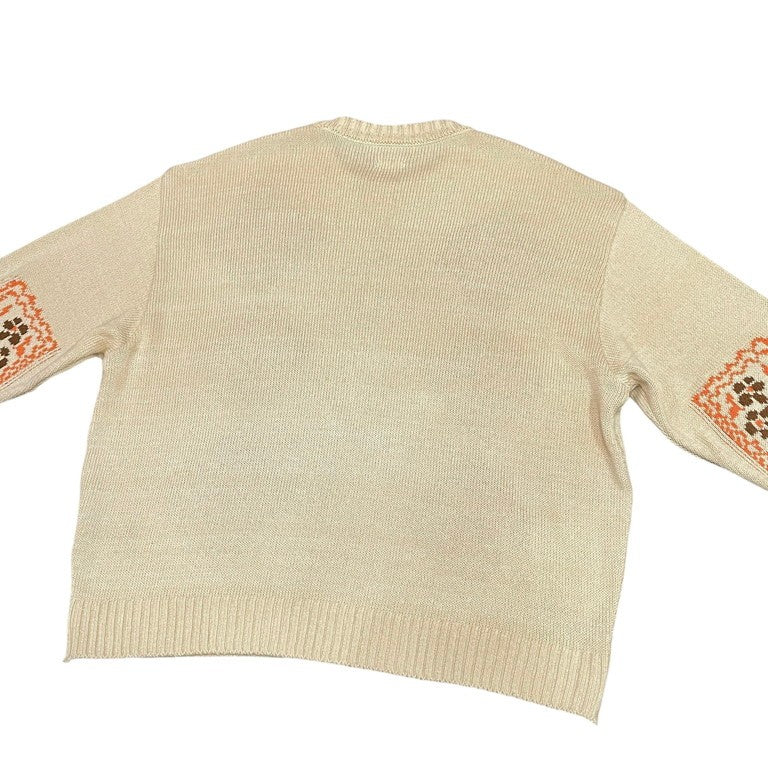 KAPITAL 24SS フローラル刺繍コットンクルーネックニット トップス セーター オーバーサイズ ビックシルエット K2402KN008 ベージュ コットン アクリル 日本製 メンズ レディース ユニセックス