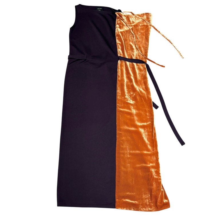 Jean Paul GAULTIER FEMME ベルベット切替バイカラーノースリーブストレッチロングワンピース Archive 90s JPG ドレス ベロア ジャンポールゴルチエ レディース