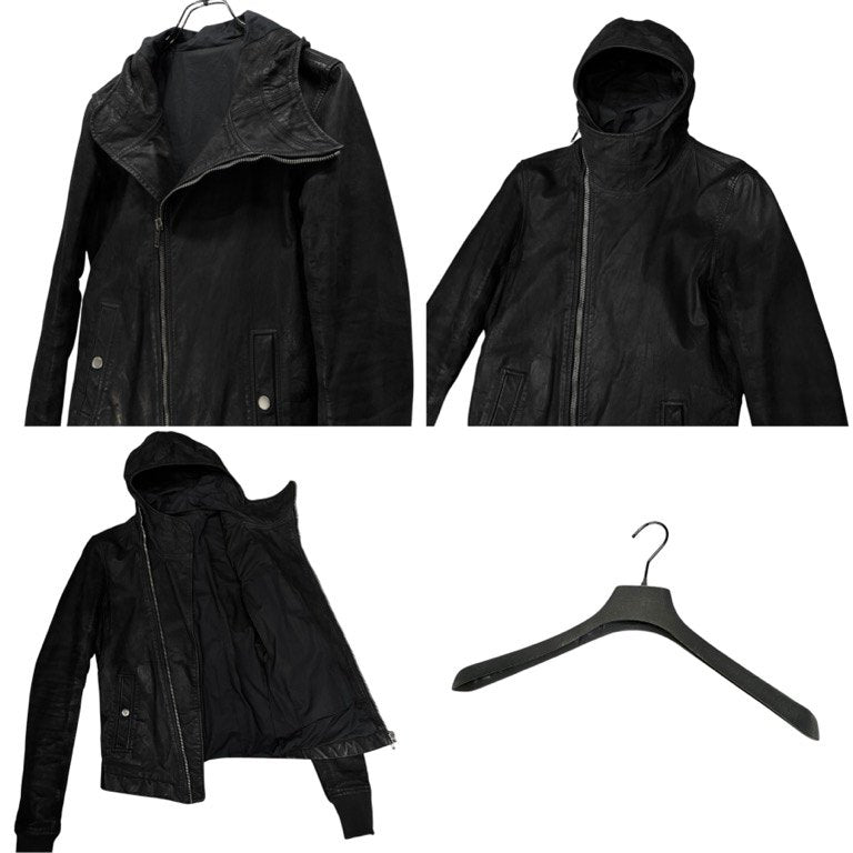 Rick Owens カーフレザーハイネックフーデッドブルゾン ジャケット パーカー コート アウター Archive リックオウエンス メンズ