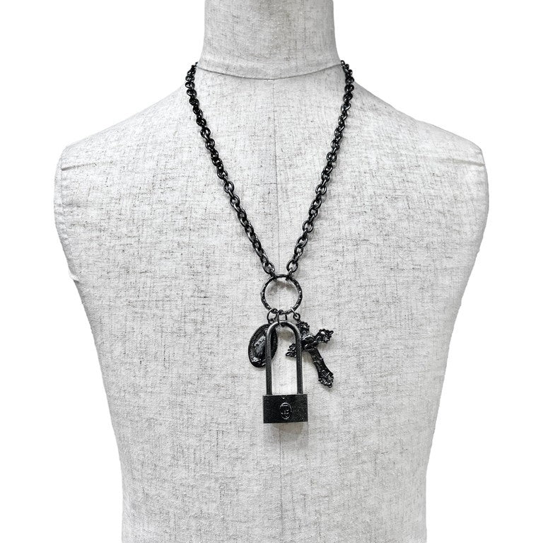 Jean Paul GAULTIER スカルロザリオマリアパドロックチェーンネックレス 一点物 激レア 希少 Archive 90s 00s JPG 未使用 クロス 十字架 南京錠 ペンダント アクセサリー ジャンポールゴルチエ メンズ レディース ユニセックス