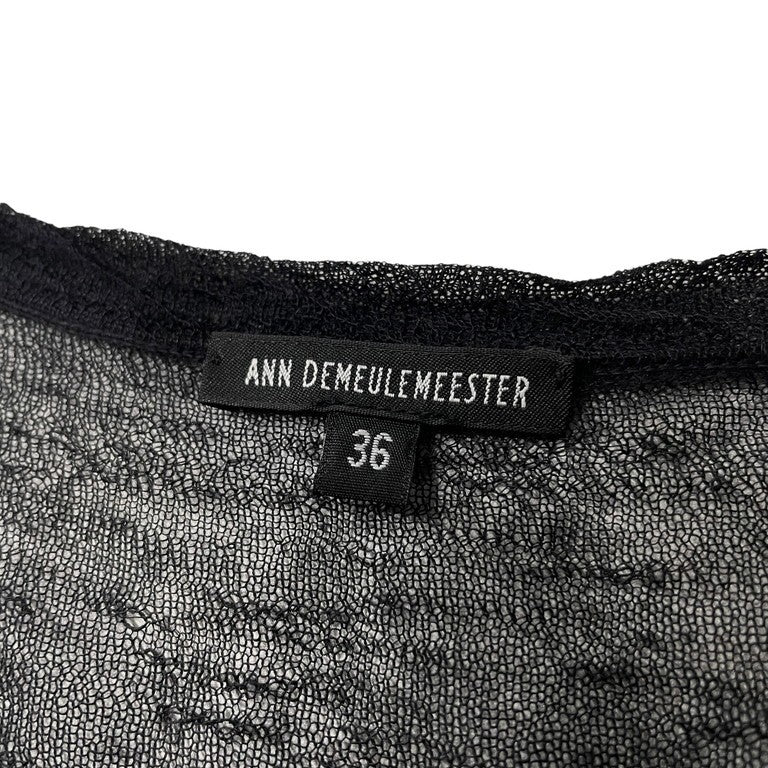 ANN DEMEULEMEESTER 00s ウールシルクシースルーノースリーブロングニット 本人期 Archive トップス カットソー ベスト 紐 ドローストリング アンドゥムルメステール
