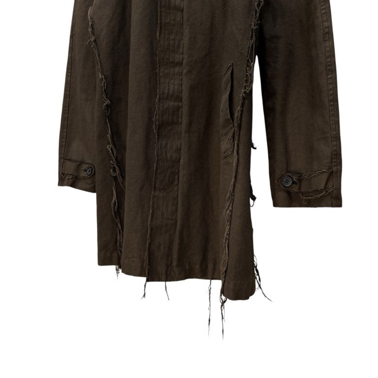 Dhyana 09AW コットンキャンバスカットオフチンストラップミドルコート アウター size 2 ステンカラーコート 裏地ストライプ アルチザン ディアーナ メンズ