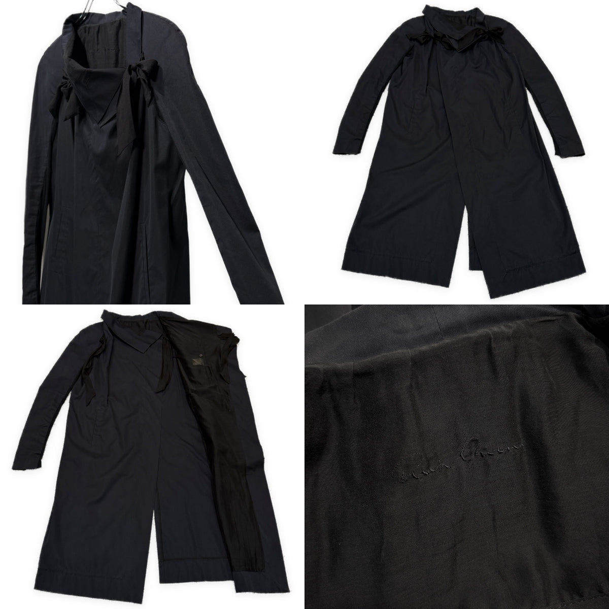 Rick Owens コットンシルクリボンボタンレスロングコート Archive 00s ブルゾン ジャケット アウター リックオウエンス メンズ