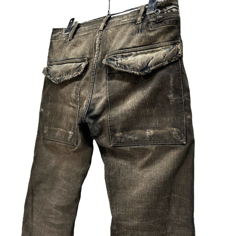 Rick Owens DRKSHDW AIRCUT JEANS DENIM PANTS エアカットジーンズ ダストコーティングジップデザインデニムパンツ Archive 00s 初期 レア 希少 OLMAR and MIRTA ダメージ加工 レイヤード リックオウエンス ダークシャドウ メンズ