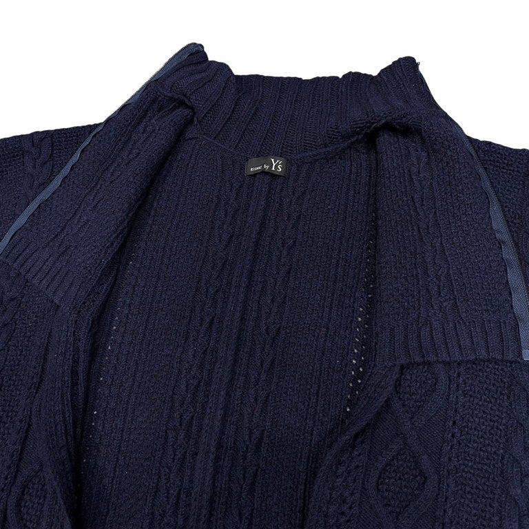 RISMAT by Y's 20AW WOOL ALAN KNITTING HIGHT NECK ZIP OPEN CAPE ウールアランニットハイネックジップポンチョ ケーブル セーター カーディガン ケープ ジャケット コート LOOK10,17 Yohji Yamamoto ヨウジヤマモト ワイズ レディース