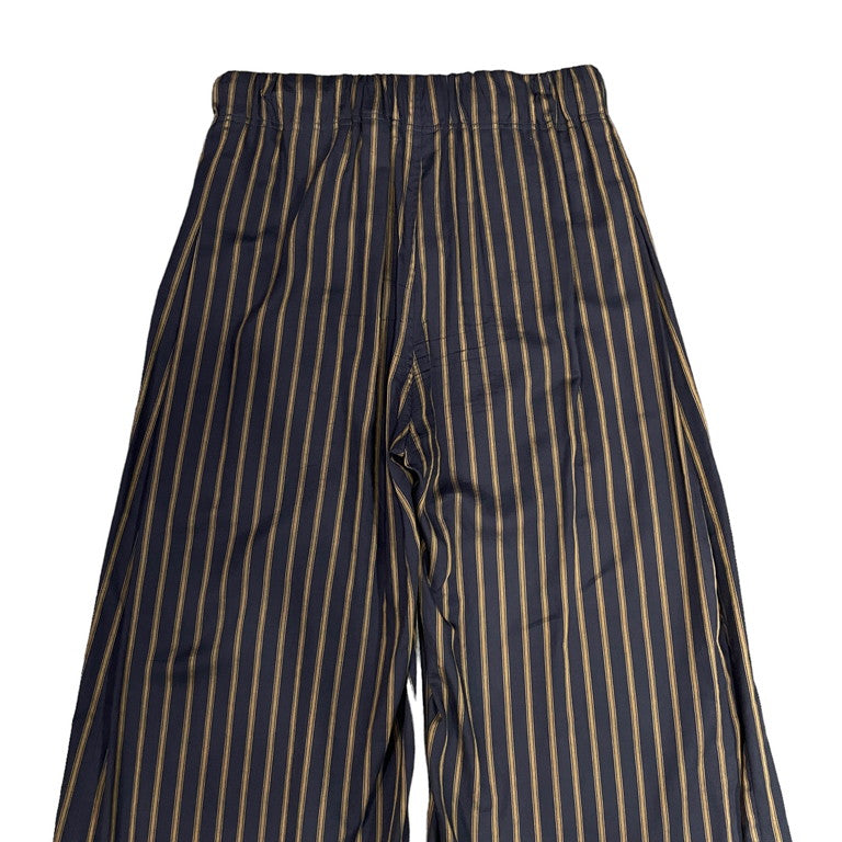KLASICA コットンレーヨンストライプイージーワイドクロップドパンツ ボトム
