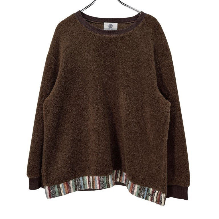 KUON 19AW SAKIORI CREW PULLOVER クルーネック裂織リブドッキングボアフリーススウェットシャツ トップス クオン メンズ