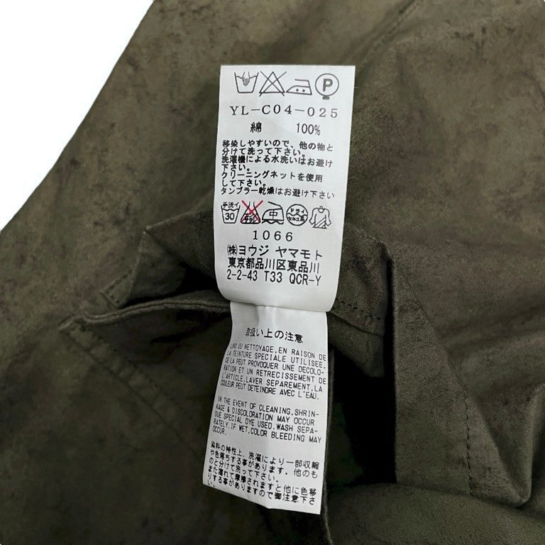 Y's コットンポプリン総柄プリントカラーレスミリタリーロングコート ジャケット ブルゾン アウター Yohji Yamamoto Femme ヨウジヤマモトファム ワイズ レディース