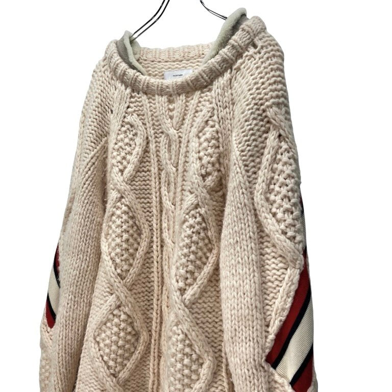 FACETASM 17AW RIB HAND KNIT SWEATER ショルダーラインサイドジップオーバーサイズケーブルニットセーター ムートンレザー フィッシャーマン トップス CHG-KN-U06 ファセッタズム メンズ