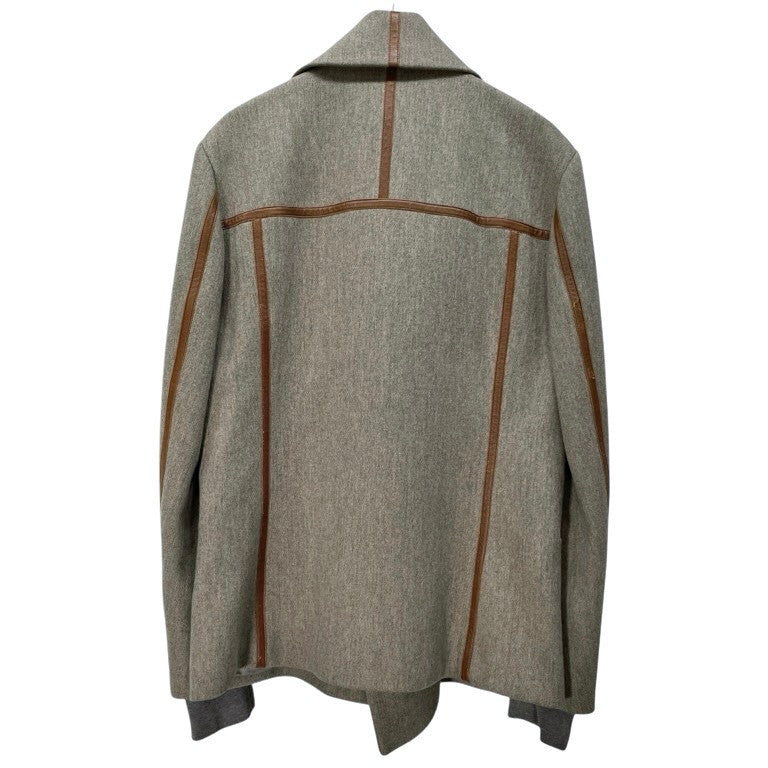 Paul Smith 11AW レザーパイピングダブルブレストショートウールコート ジャケット Pコート ブルゾン アウター ポールスミス メインライン メンズ