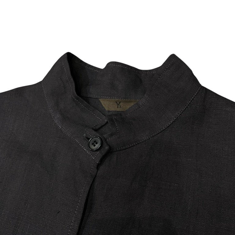 Y's ジュート平面パターンバンドカラーロングシャツワンピース Archive 70s 80s 初期 スタンドカラー チュニック Yohji Yamamoto Femme ヨウジヤマモトファム ワイズ レディース