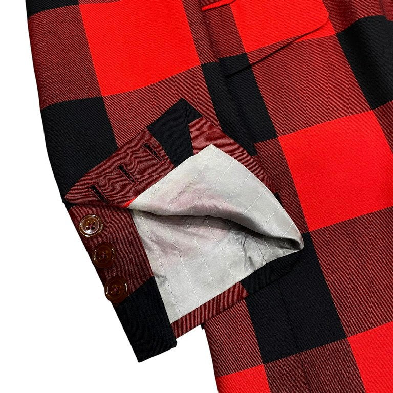 Vivienne Westwood 24SS 赤バッファローチェックピークドラペルロングテーラードジャケット チェスターコート 国内極少入荷 IMPORT インポート コレクションライン ブルゾン アウター ヴィヴィアンウエストウッド メンズ