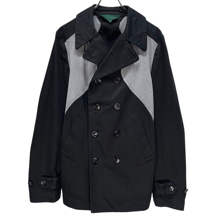 COMME des GARCONS HOMME PLUS EVER GREEN 03AW Curve 復刻 コットン切り替えダブルブレストジャケット コート ブルゾン アウター 09SS カーブ期 Archive コムデギャルソンオムプリュス メンズ