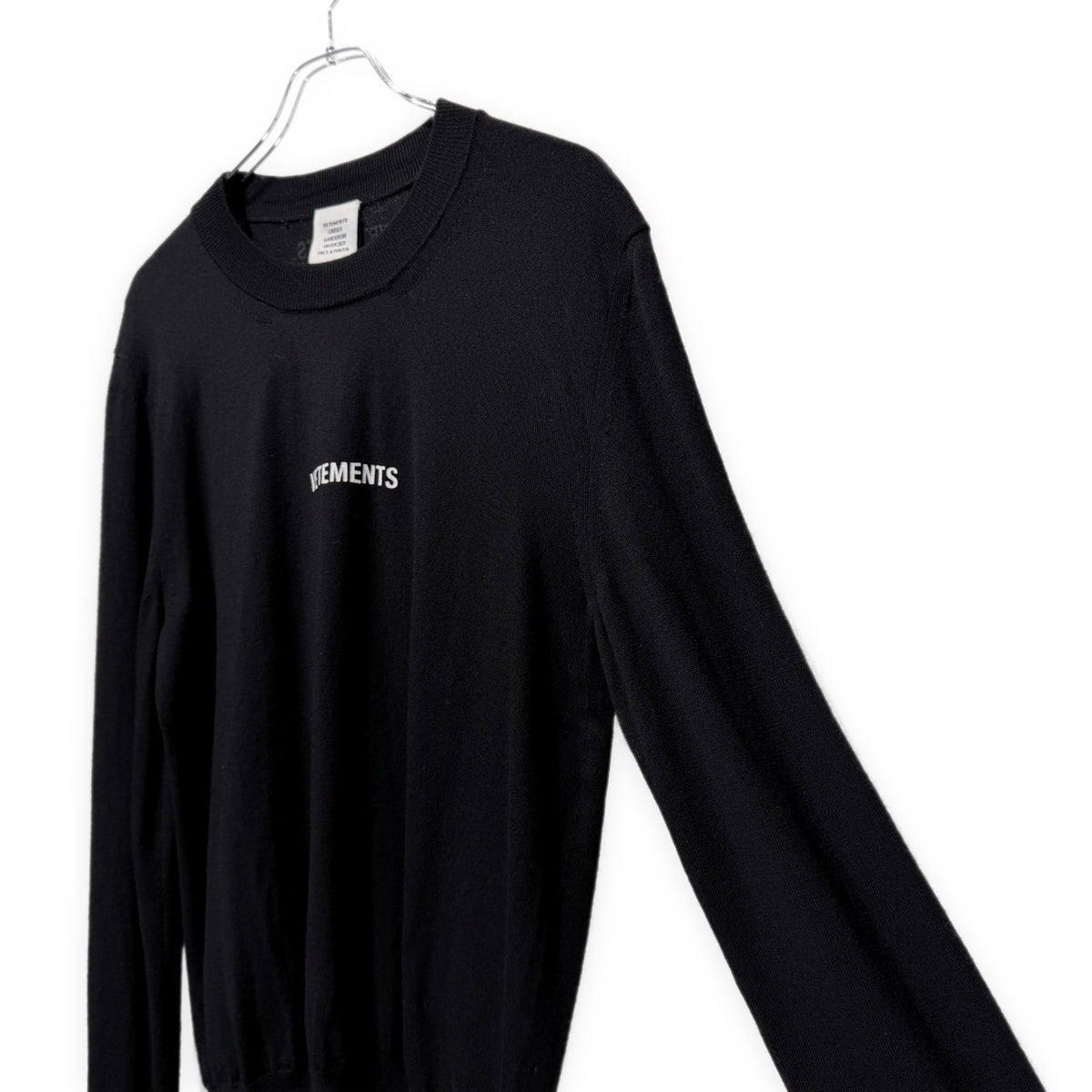 VETEMENTS 21AW ロゴプリント刺繍メリノウールクルーネックニットセーター トップス UAH21KN054 ヴェトモン メンズ