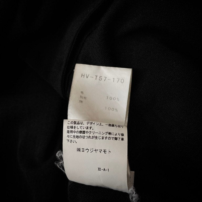 REGULATION Yohji Yamamoto MEN 18AW ウールジャージーカットオフボタンドレープカットソー Tシャツ Tee T-shirt ニット 裁ち切り レギュレーション ヨウジヤマモト メンズ