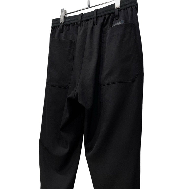 REGULATION Yohji Yamamoto MEN 16AW ウールギャバジン裾リブイージーワイドパンツ ウエストゴムシャーリング ドローストリング ボトムス Pour Homme レギュレーション ヨウジヤマモト メン メンズ