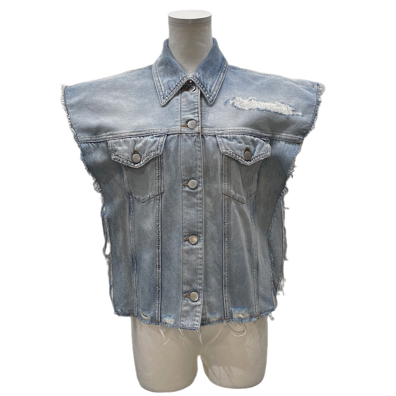 MM6 Maison Margiela 17SS 袖着脱カットオフデニムジャケット ベスト ノースリーブ アウター エムエムシックス メゾンマルジェラ レディース
