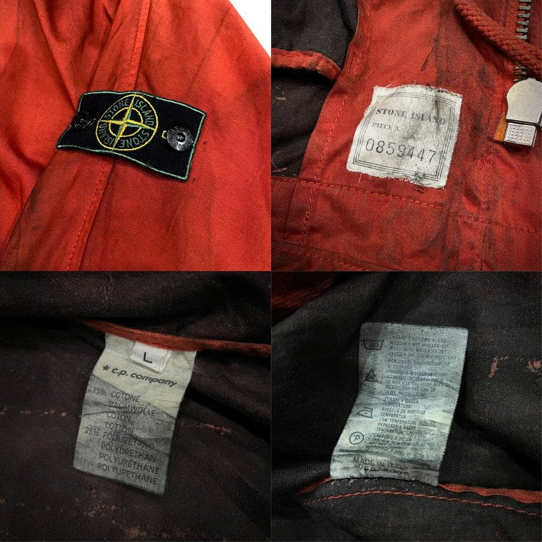 STONE ISLAND 88SS RASO GOMMATO コーティングコットンハイネックフーデッドジャケット Archive 80s 90s 本人期 初期 希少 Green Edge グリーンエッジ ブルゾン コート パーカー アウター Massimo Osti マッシモオスティ ストーンアイランド