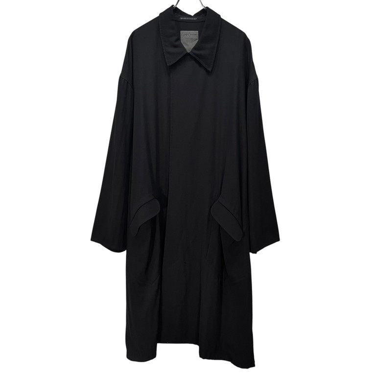 Yohji Yamamoto Pour Homme ウールボタンレスロングコート Archive 80s 90s 初期 希少 丸文字ロゴ ジャケット ブルゾン アウター ヨウジヤマモトプールオム メンズ