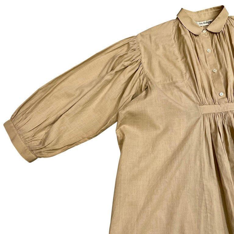 COMME des GARCONS リネンギャザープルオーバースモックワンピース シャツ ブラウス チュニック Archive 70s 初期 トップス コムデギャルソン レディース