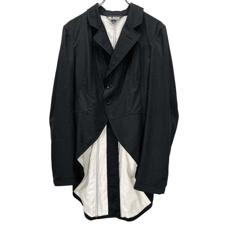 BLACK COMME des GARCONS ウールギャバジン燕尾2Bテーラードジャケット スタンドカラー スワロウテイル ブレザー コート アウター ブラック コムデギャルソン メンズ レディース ユニセックス