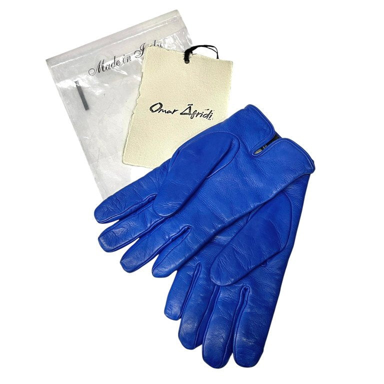 Omar Afridi 24AW CURVED GLOVES ROYAL ラムレザーカシミヤライニングロイヤルブルーグローブ 手袋 カシミア 服飾小物 雑貨 定価35,200円 オマールアフリディ メンズ レディース ユニセックス