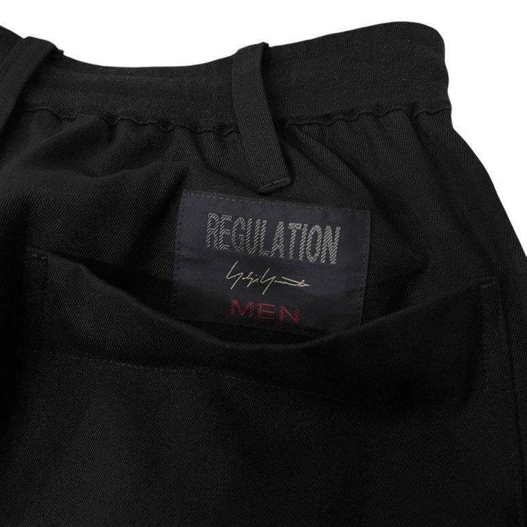 REGULATION Yohji Yamamoto MEN 16AW ウールギャバジン裾リブイージーワイドパンツ ウエストゴムシャーリング ドローストリング ボトムス Pour Homme レギュレーション ヨウジヤマモト メン メンズ