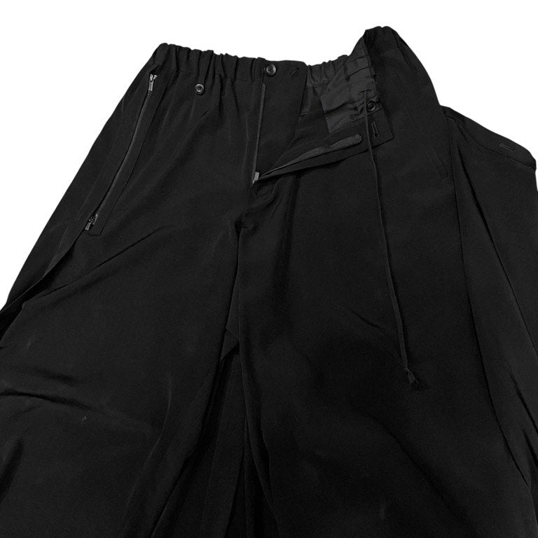 Yohji Yamamoto Pour Homme 21SS トリアセテートポリエステル左ラップクロップドイージーパンツ ボトムス ジップ ウエストゴムシャーリング ドローストリング ヨウジヤマモトプールオム メンズ