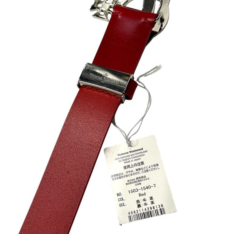 Vivienne Westwood MAN オーブバックルスタッズレザーベルト 未使用タグ付き 赤 レッド ヴィヴィアンウエストウッド マン メンズ