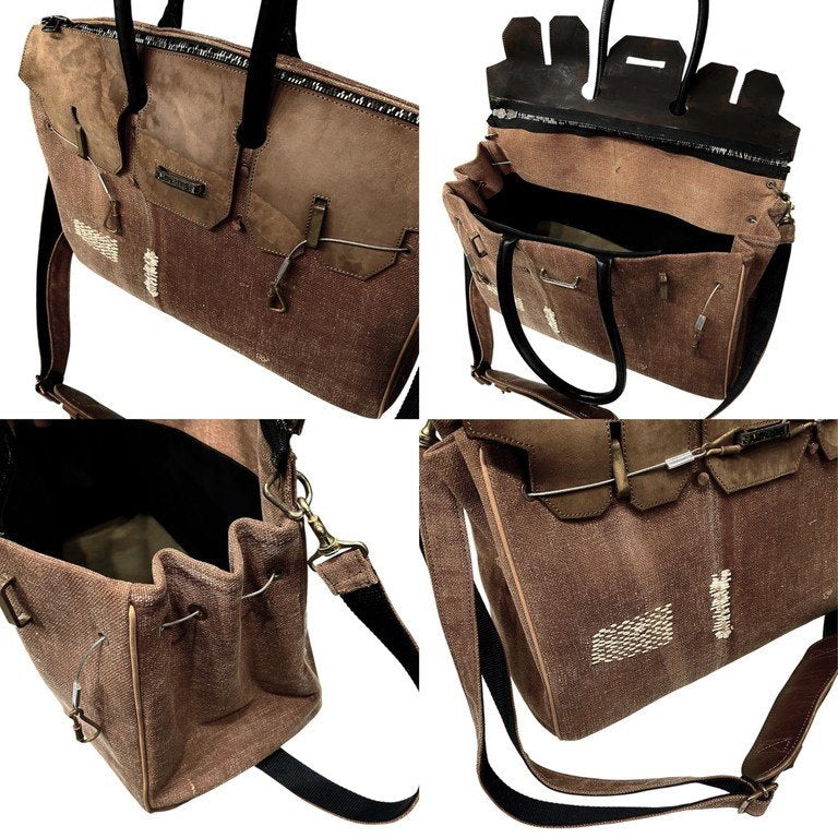 ierib BARK 40 SAKABUKURO Marble Cordovan ヴィンテージ酒袋マーブルコードバンレザーハンドバッグ ショルダー ボストン 刺し子 刺繍 鞄 カバン 未使用 定価114,400円 イエリブ メンズ レディース ユニセックス